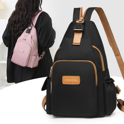 Mochila de Grande Capacidade Bolsa de Nylon Repelente à Água Bolsa de Peito Multifuncional Bolsa de Ombro de Viagem Feminina