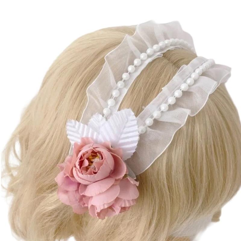 Cute Hair Accessory Hairband Lace Flower Hairpieces Hairpieces Elegant Cosplay Headbands for Parties and Weddings
