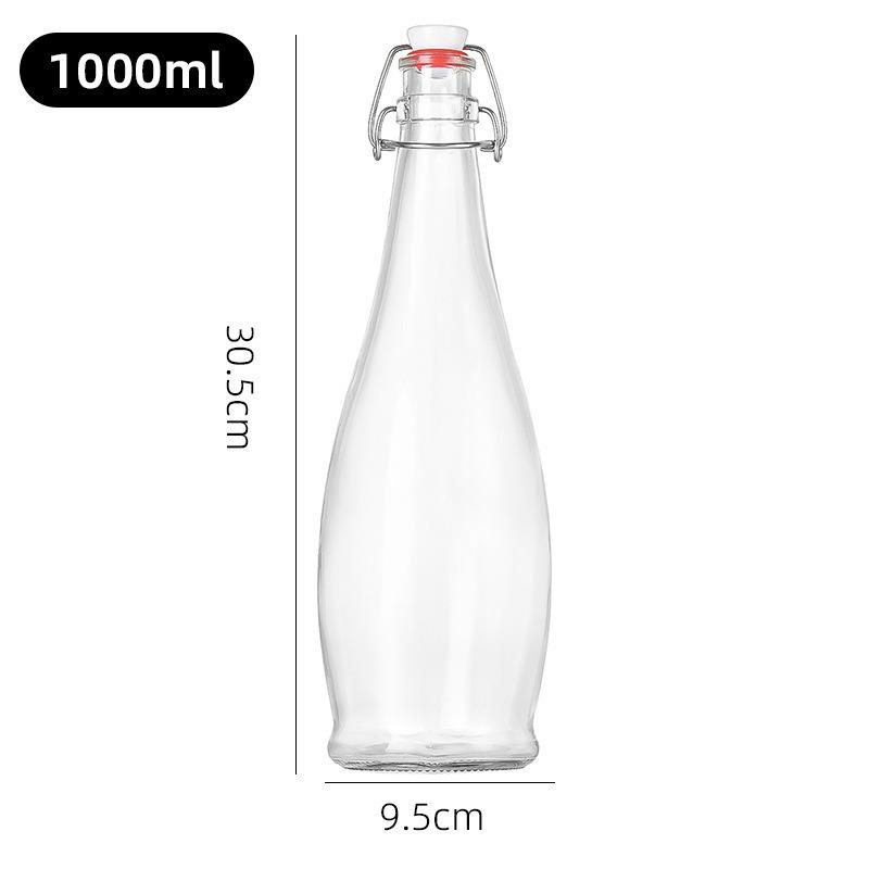 Multi-functional Thickened Transparent Glass Snap-on Bottle for Homebrewed Fruit Wine & Beverages