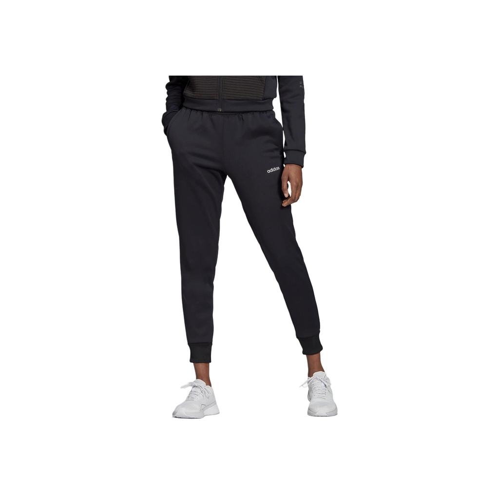 adidas Solid Color Brand Logo Print Elastic Knit Sports Pants Women Bottoms Black EI5540