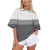 Top Casual da Donna con Colletto a Polo, Vestibilità Larga, Manica Corta, Pullover a Righe, Vestibilità Rilassata, Camicia Leggera per l'Uso Quotidiano
