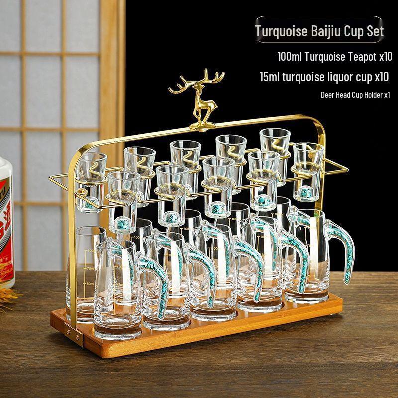 Luxury Handmade Gold Foil Crystal Spirit Glass Set