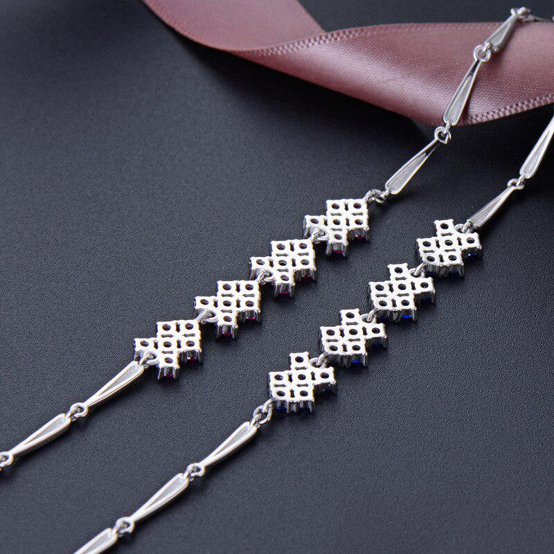 Tancise New Chain Bracelet with 925 Sterling Silver Geometric Sapphire Zircon Gemstone for Women Fashion Jewelry Wedding Gift