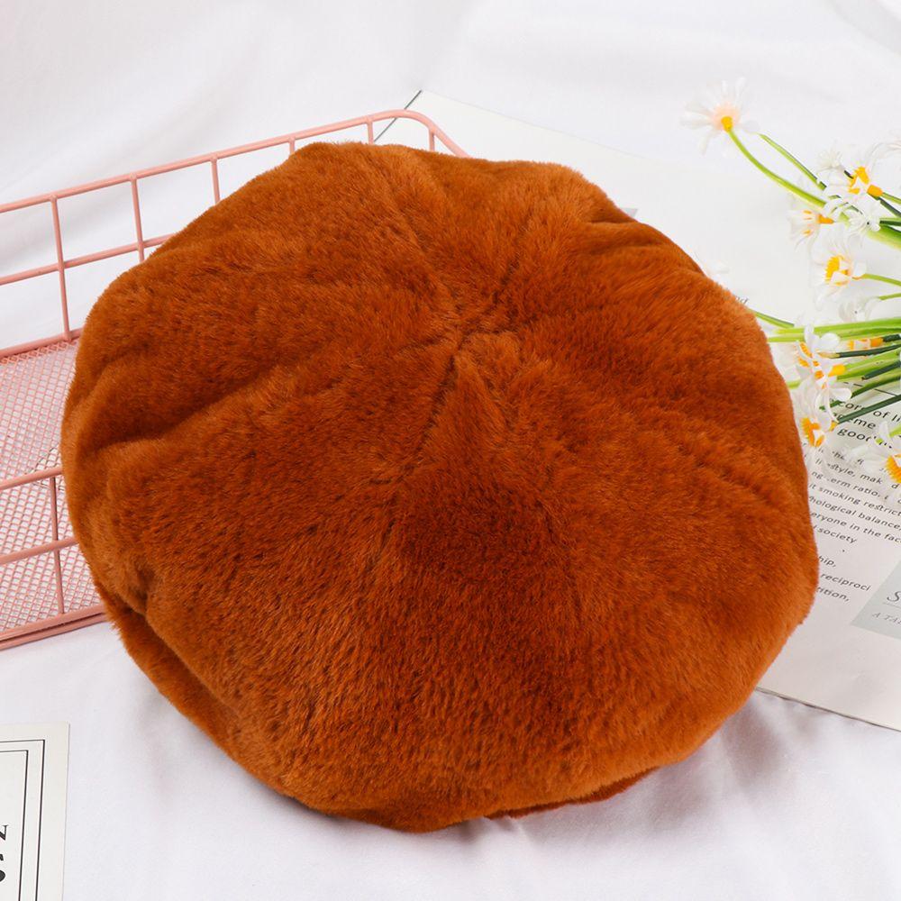 Fashion Plush Pure Color Vintage Ladies Beret Classic Female Bonnet