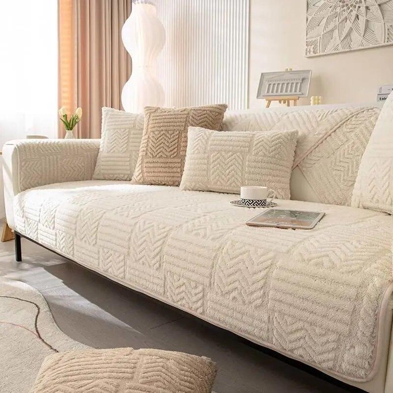 

Зимний утолщенный супермягкий бархатный секционный диван-полотенце, короткий плюшевый стеганый чехол для дивана, роскошные удобные нескользящие чехлы для диванов 70x120cm 1pc