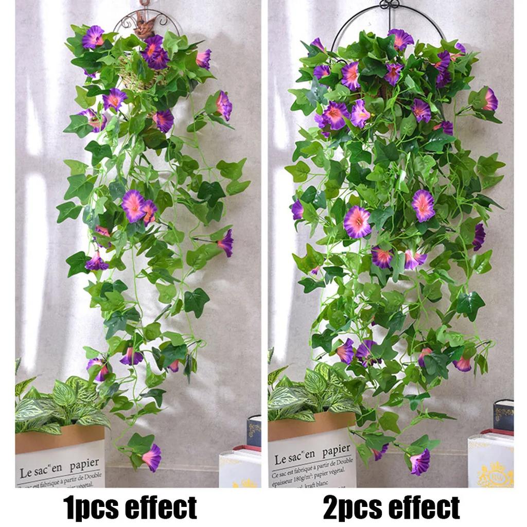 Artificial Flower Rattan Fake Plant Vine Decoration Wall Hanging Roses Flowers For Home Wed Party Interior Outdoor Decoration