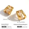 Cross-border Stainless Steel Hoop Earrings Light Luxury Premium Feel Featuring Cubic Zirconia 18k Real Gold Plating