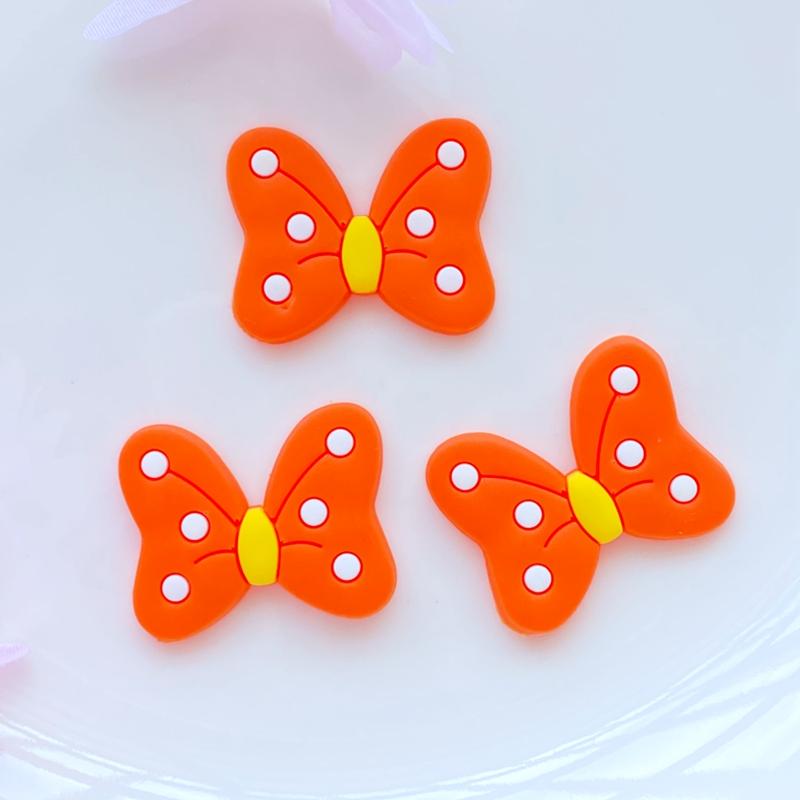 20pcs New Pattern Cute Cartoon Bow Series PVC Flexible Glue Flat Back DIY Scrapbook Embellishment Phone Craft Decoration