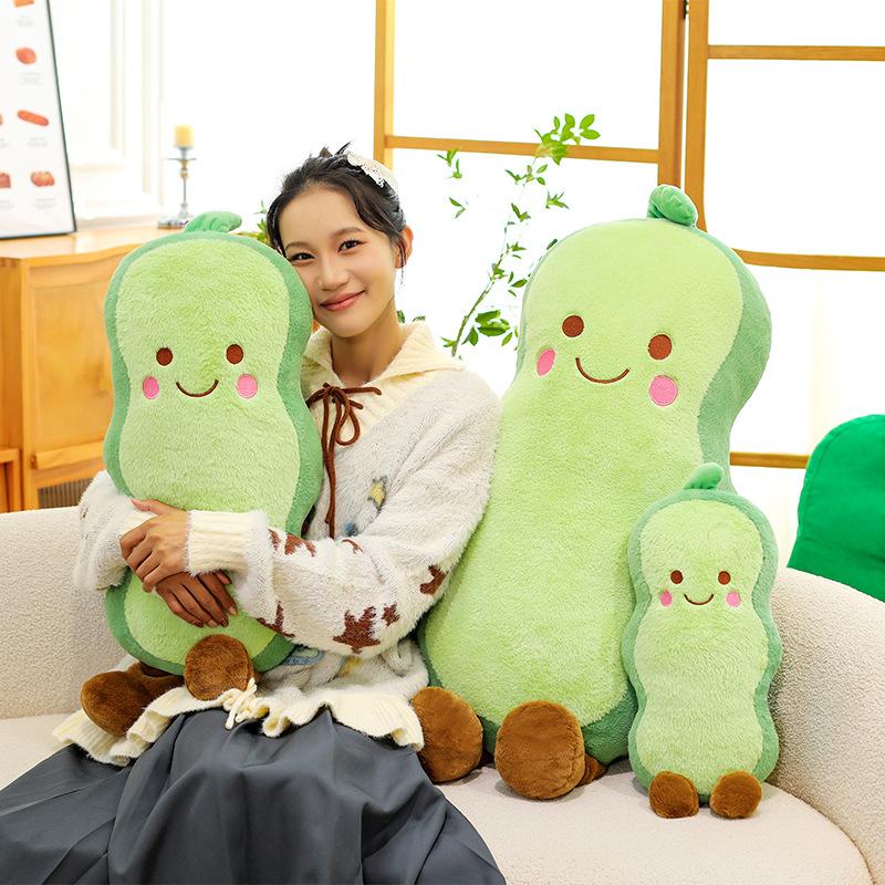 Long pea throw pillow plush toy cute kelp doll children sleeping doll gift