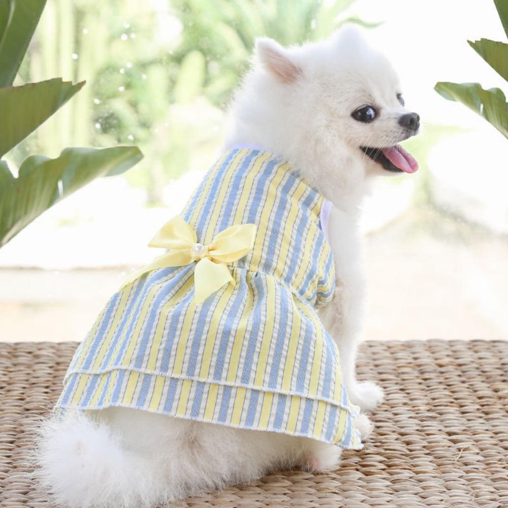 Small and Medium-sized Dog Spring and Summer Dog Cat Pet Products Clothing Striped Suspender Mesh Skirt Gift Clothes