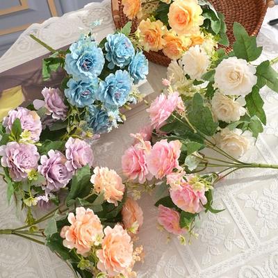 Bouquet de Pivoines Artificielles 31cm de Longueur 7 Têtes Fleurs Simulées Décoration de Mariage Fête