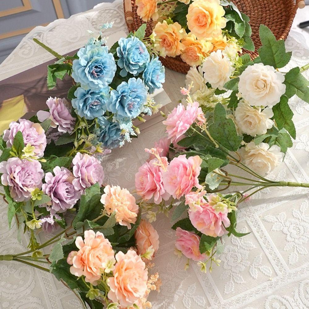 DIY Decoration Artificial Peony Bouquet 7 Heads Simulated Flower Fake Flowers  Photography Props