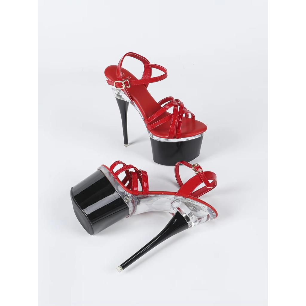 Women Platform Dance Sandals  Fashion Nightclub High 18CM Car Model Transparent Crystal Sexy Sandals LFD-10368-Q12025