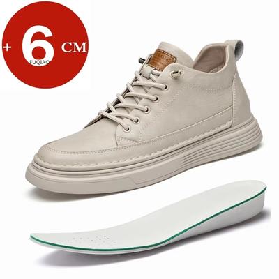 Fashion Men 6cm Elevator Shoes Casual Unisex Height Increase Sneakers Cow Split Leather Comfortable Breathable Leisure Sport Shoes