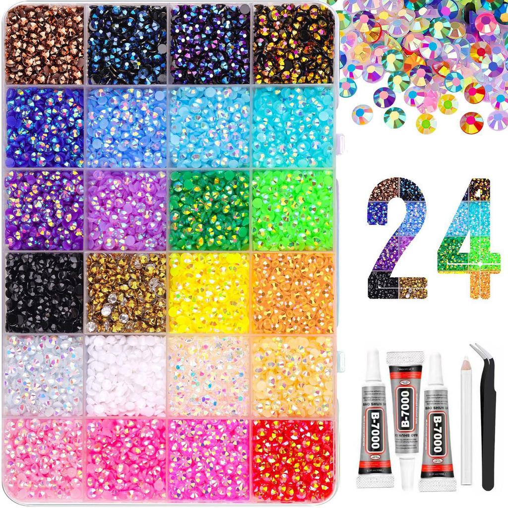 Strass colorati in resina da 3 mm: 40 Colori AB e Gelatina per Abbigliamento Fai-da-Te, Nail Art e Telefoni