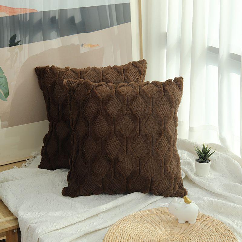 Soft And Fuzzy Geometric Diamond Pillowcase For Home Decor