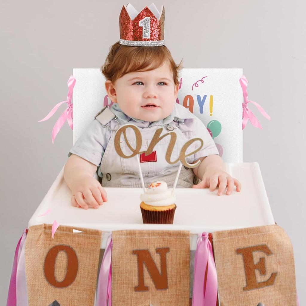 Tudomro 2 Pieces Birthday Chair Cover for Classroom It's My Birthday Chair Cover with Ribbons Cupcake Seat Back Decor for Kids Office Classroom