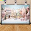 Vinyl Custom Christmas Tree Window Candy Photography Backdrop Wooden Doors Snowman Cinema Pine New Year Background Prop  DT-01