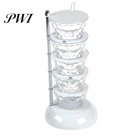 Spice Container Seasoning Box Multiple Layers Good Sealing Large Capacity Sugar Salt Transparent Rotatable Vertical Jar Kitchen Accessories