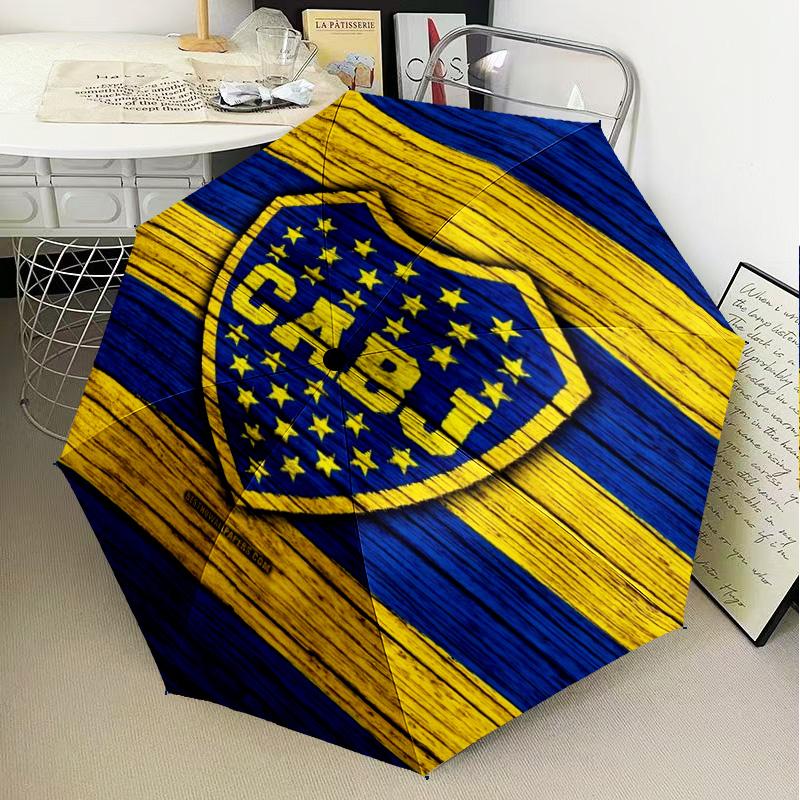1 Stück Boca Fußballverein Bedruckter Regenschirm Faltregenschirm, Automatischer Regenschirm 8-Rippen für Reisen, Camping Fan Geschenke Weihnachtsgeschenke