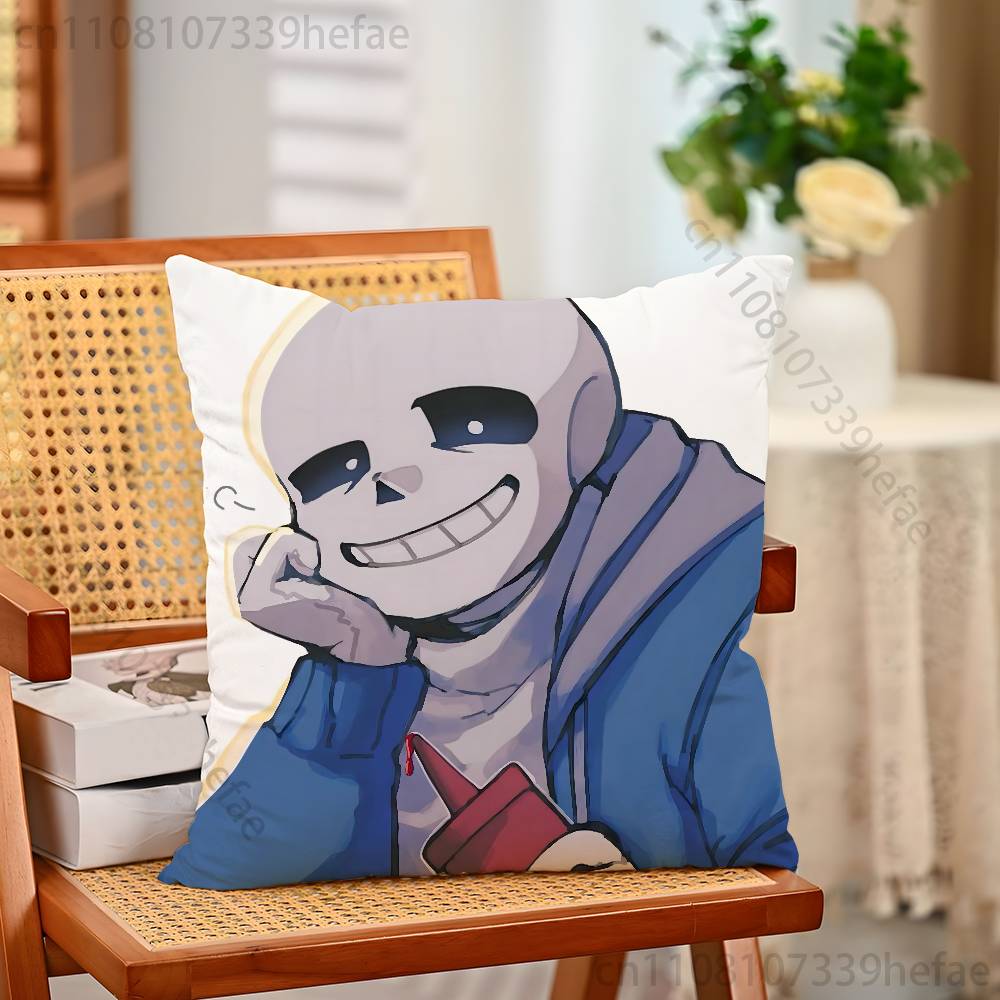 UUndertaleS Sans Pillow Case Plush Pillow Cases Home Decoration Pillow Cover for Sofa Bed Chair Living Room