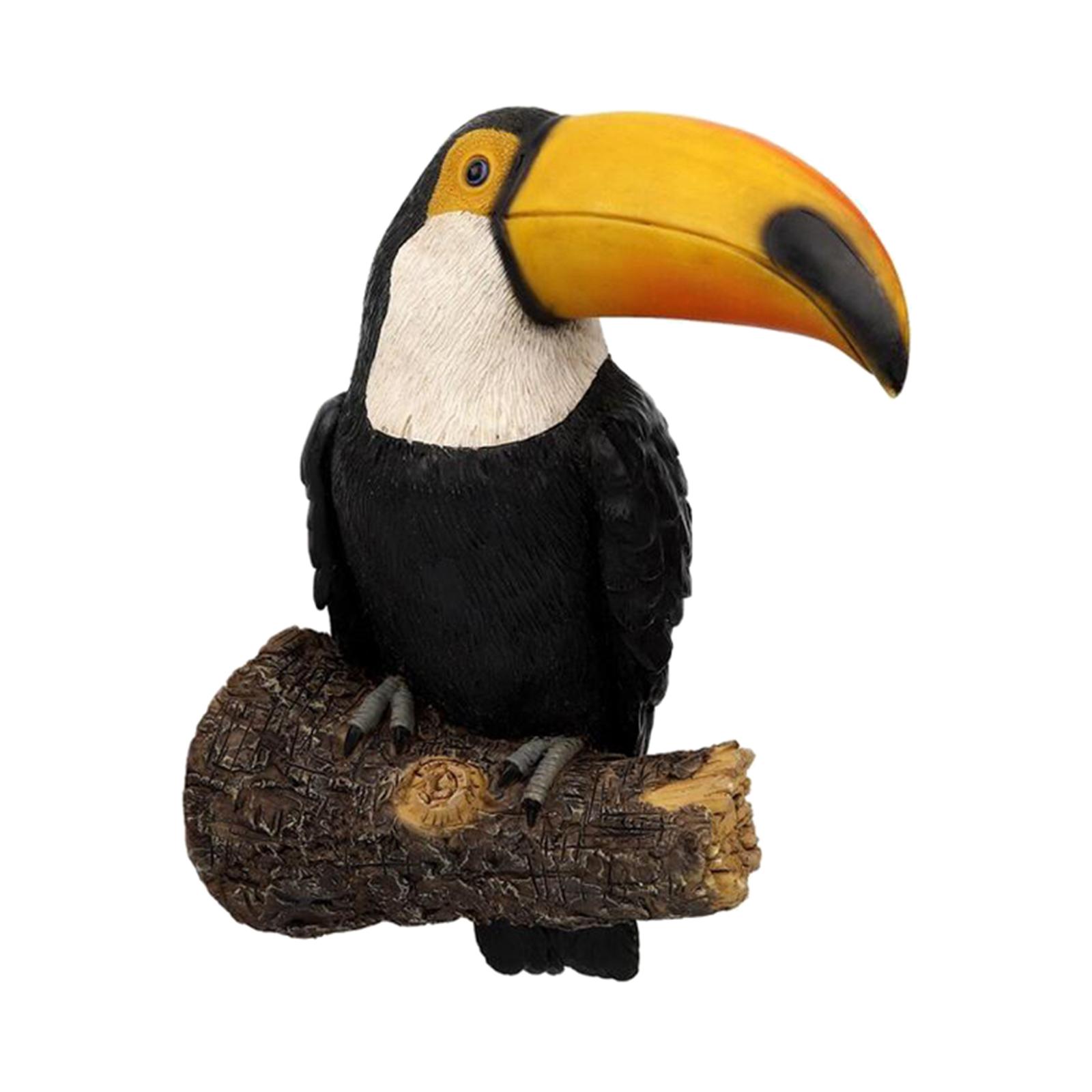 Resin Bird Figurine Toucan Tree Hugger Garden Statue, Lifelike Animal Standing Sculpture Tree Ornaments Resin Bird Figurine Tou