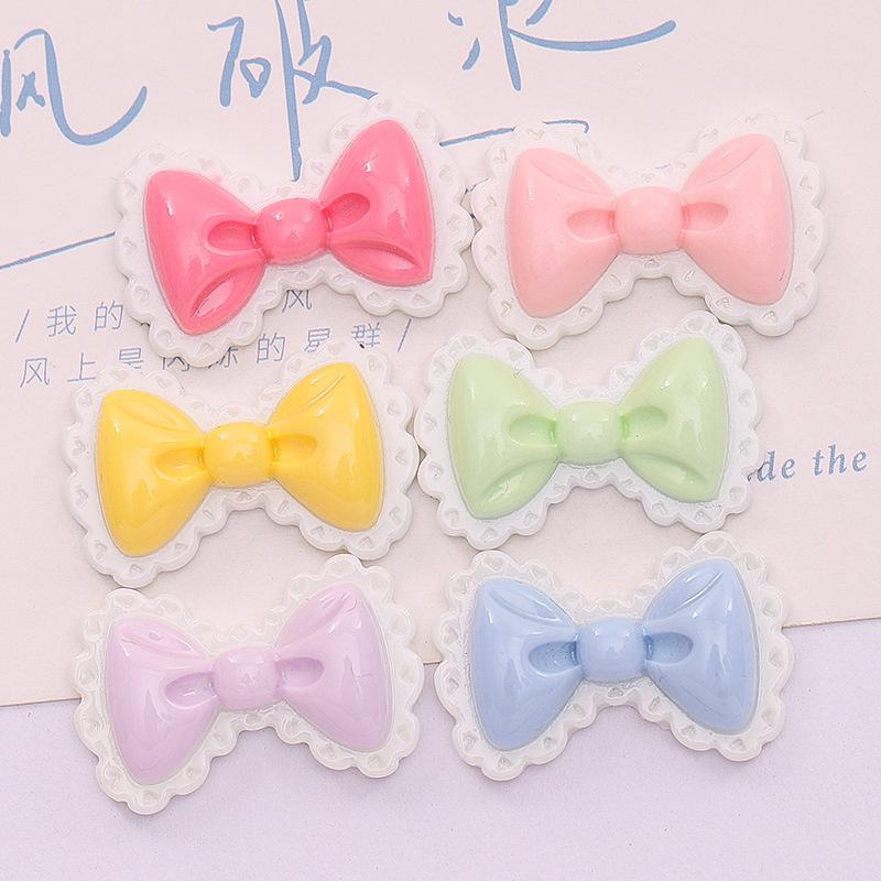 10 Pcs New Lovely Mixed Color Cartoon Bow Resin Scrapbook Diy Jewellery Hairpin Accessories Decorate Workmanship A66