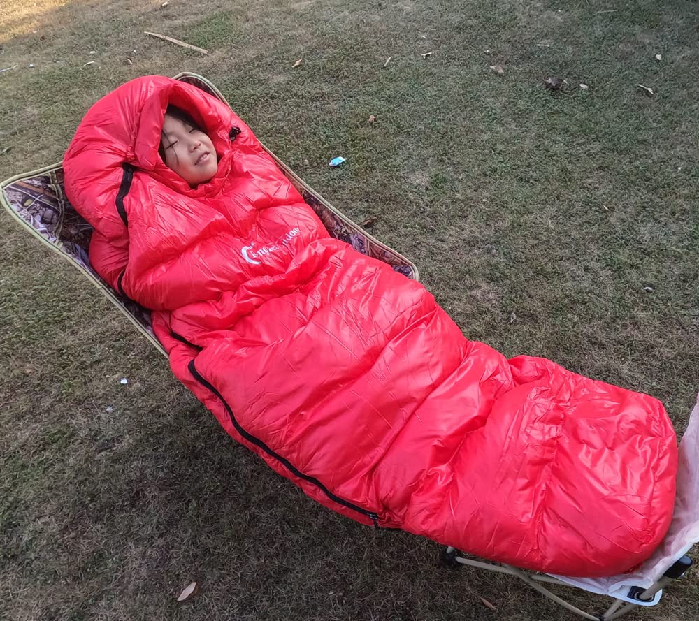 Fengzel Outdoor Sleeping Bag for Children Premium Down Home Extreme Cold Sleeping Bag 800g Down Filling Mummy-style 17065(45)cm 93% Down, 400-1500g