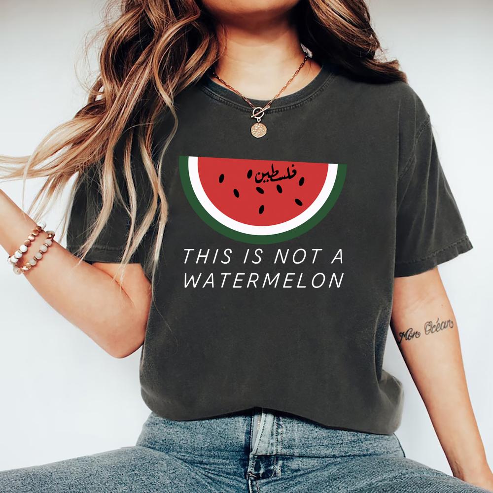This Is Not A Watermelon T-Shirt Funny Watermelon Tshirts Women Short Sleeve Graphic T Shirts Peace and Love Tee Streetwear Tops
