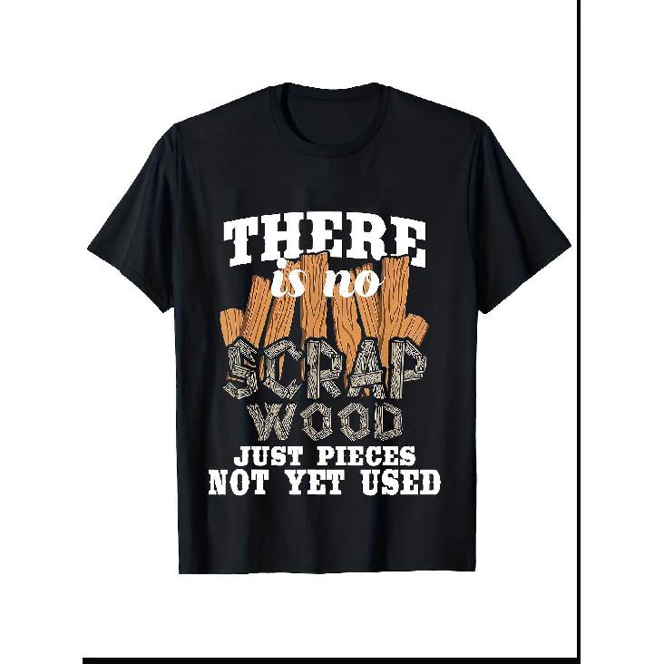 1 Men's Black T-Shirt - Carpentry Graphic Short Sleeve - "No Waste, Only Unused Wood Chips" Slogan - Casual Crew Neck Top for Carpenters, DIYers, and