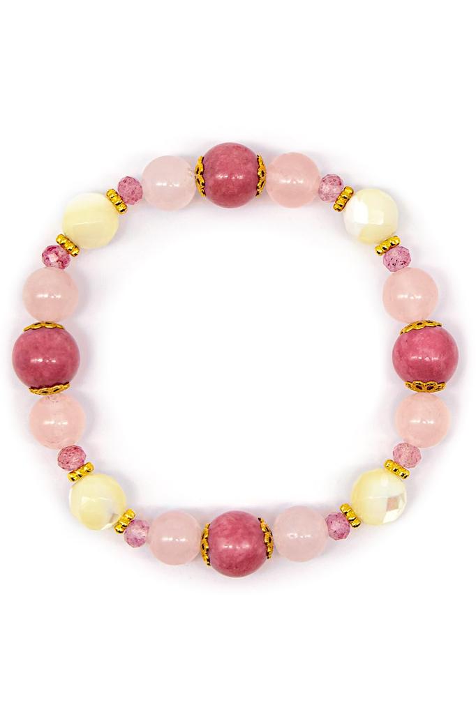 Liisha Power Stone Bracelet for Love and Inspired by Onmyodo Master Keiya Features Natural Rose Pink and Amulet for Good Made in Marriage, Takahashi.