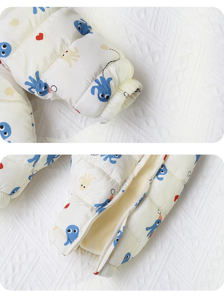 Kuscheliger Neugeborenen-Baumwoll-Einteiler - Dicke Herbst-Winter-Oberbekleidung für Ausflüge und Krabbeln