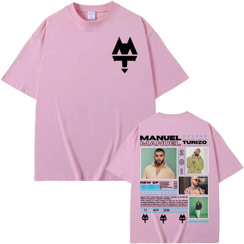 Rapper Manuel Turizo 201 World Tour 2025 Merch T Shirt Men's Clothing Harajuku Hip Hop Punk T-shirts Cotton Casual Loose T-shirt