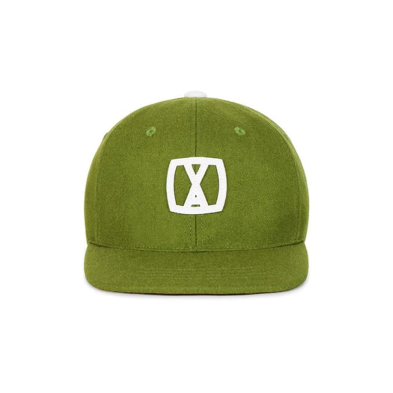 VARZAR VA Square Applique Wool Baseball Cap Olive