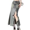 Women's Retro High-Waist Lace Fishtail Denim Midi Skirt