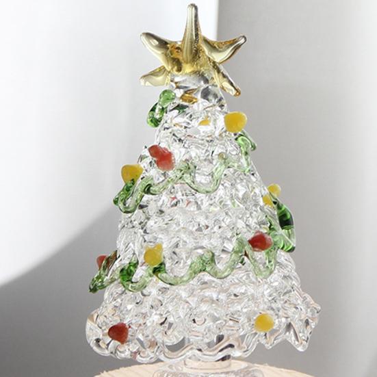 Glass Juletre Mini Bordplate Juletre Figur med Stjerne Topp for Vinterferie Bord Kappe Hylle Hjemmedekorasjon