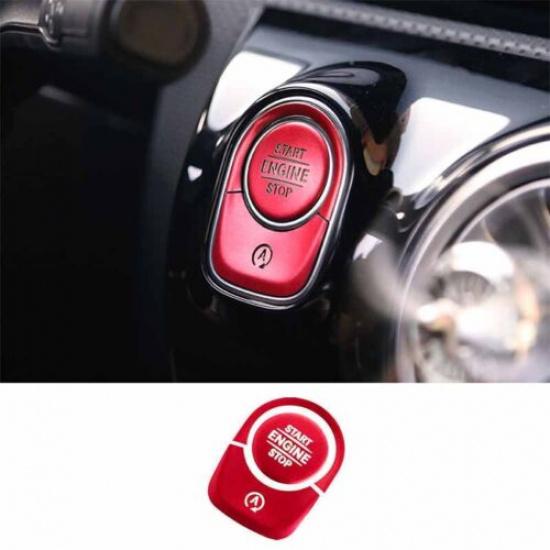 Red Aluminum Car Inner One-Click Startup Button For Benz GLA Cover Trim -22