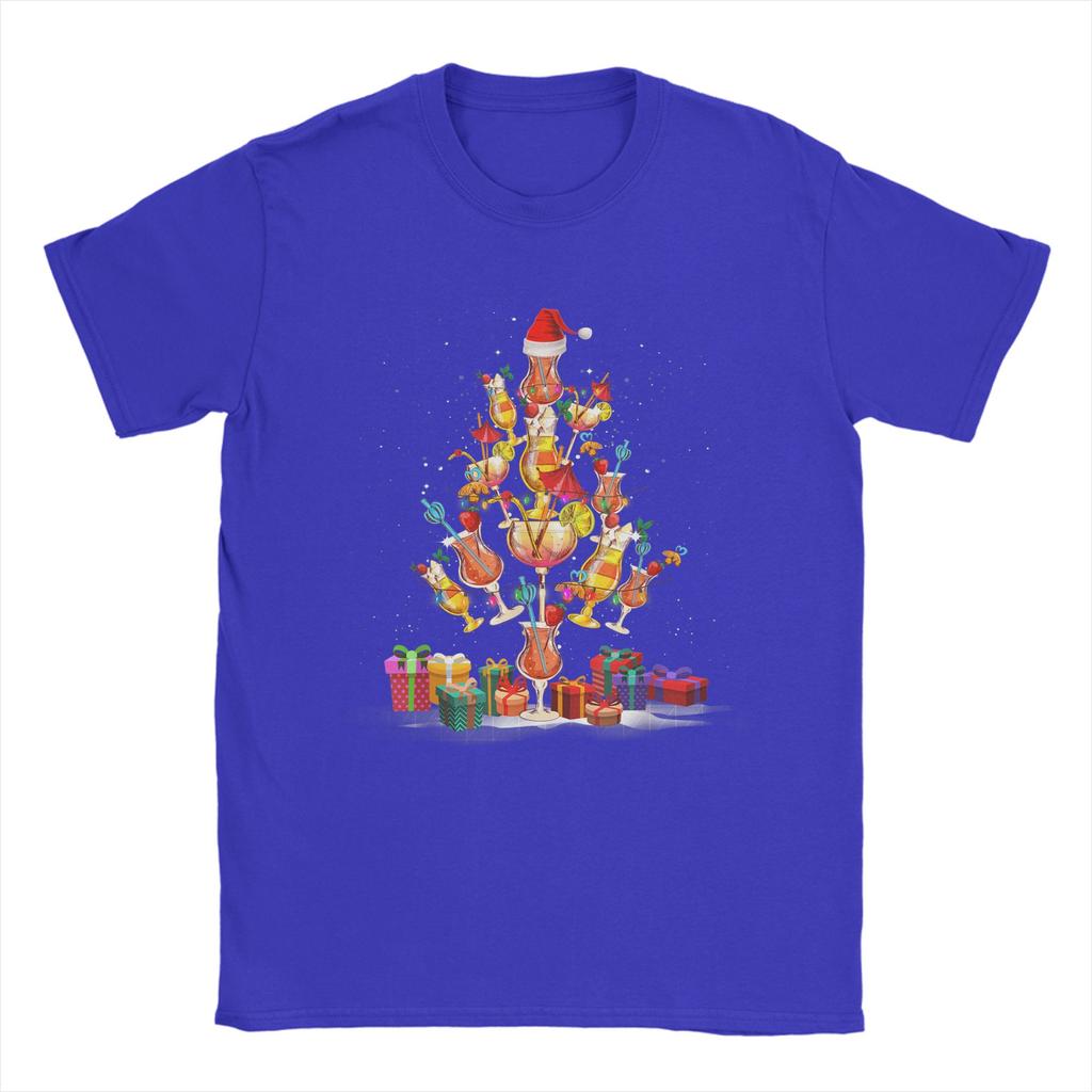 Cocktail Glasses Santa Hat Christmas Tree Drinks Xmas Pajama T-Shirts Harajuku Tee Shirt For Mens Short Sleeve Clothing