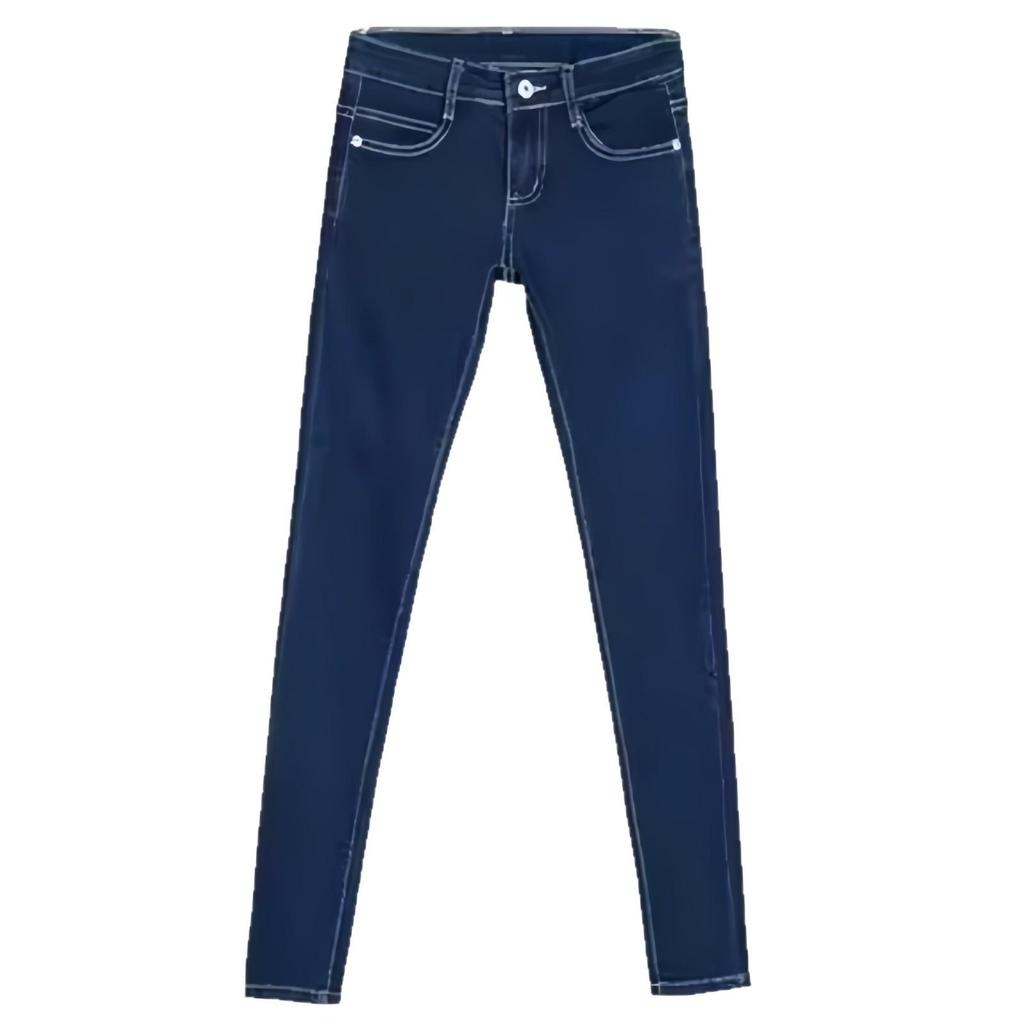 Damen Slim Fit Low-Waist Jeans mit Fleecefutter: Elastische, eng anliegende Cropped-Bleistifthosen