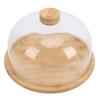 11 Inch Wood Cake Stand with Glass Dome Lid Covered Round Serving Platter Tray for Fruit Pies Cheese Deserts Appetizers