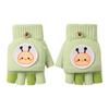 Embroidery little bee half finger knitted dew finger cartoon cute winter primary school students thickened warm children's flip gloves