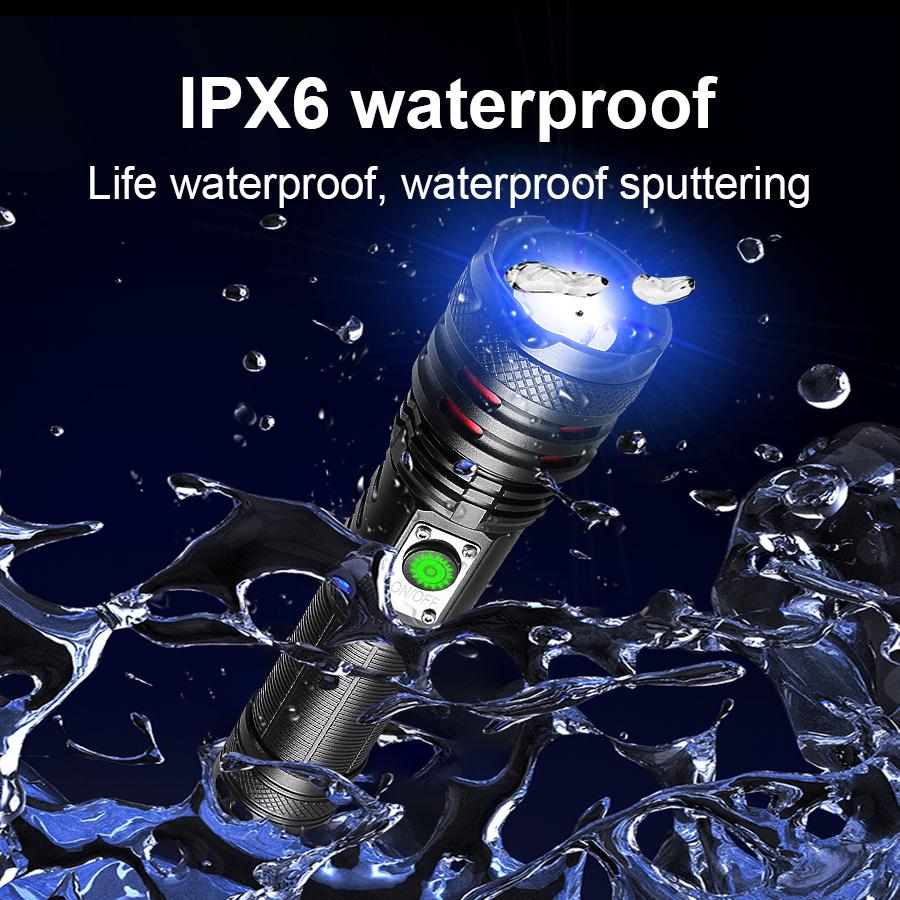 High Power XHP70 Flashlight Rechargeable LED Torch Telescopic Zoom Light For Camping Waterproof Lamp