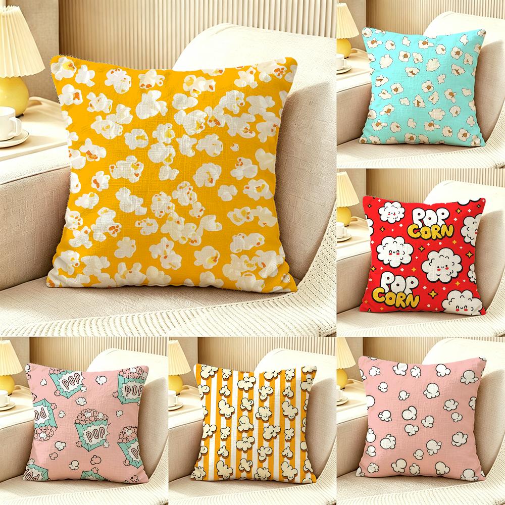Food Popcorn Cushion Cover Pillow Cover Nordic Minimalist Throw Doublesided Print Cushion Case For Sofa Bedroom Decor