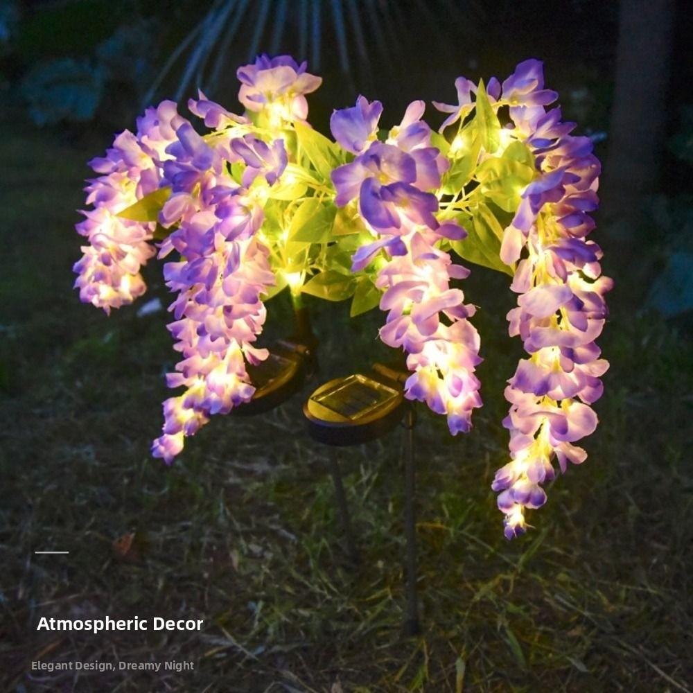 Creative Garden Floor Lamp Realistic Landscape Lawn Lamp Solar Wisteria Flower Lamp  House