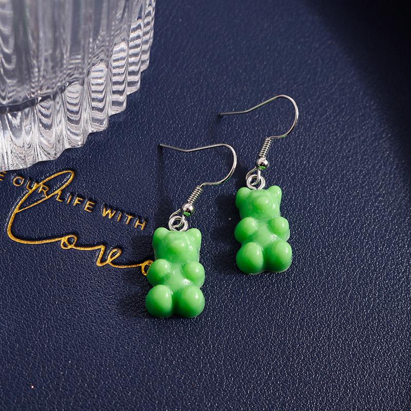 Cute Candy Color Gummy Bear Drop Earrings for Women Girls Handmade Kid's Party Jewelry Gift