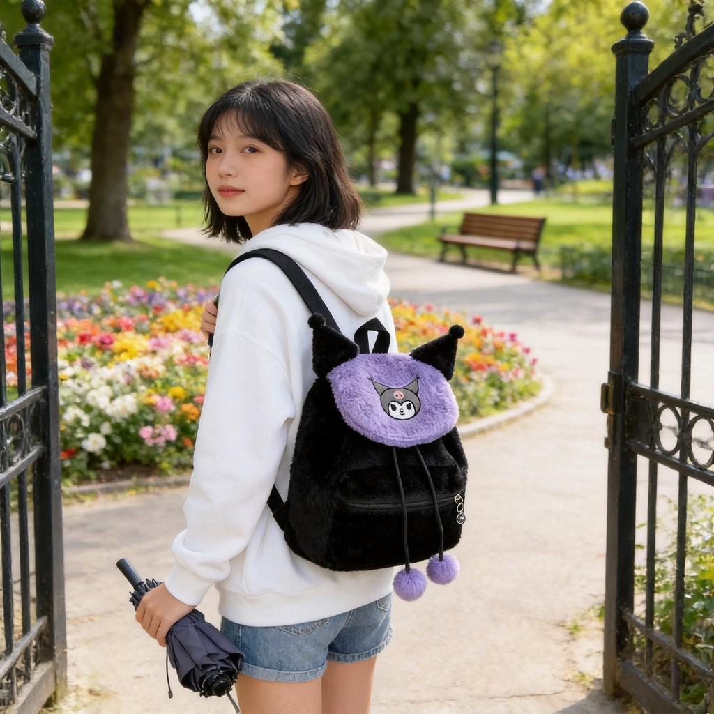 My Melody Cartoon Double Backpack With Drawstring Closure For Girls And Teens