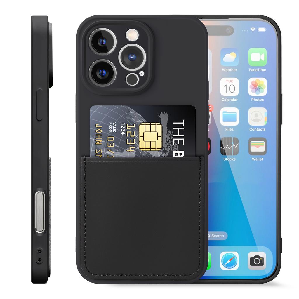 Suitable for IP17PRO MAX Solid Color Card Bag Soft Protective Case Imitation Liquid Skin Feeling Card Mobile Phone Case IP17PRO