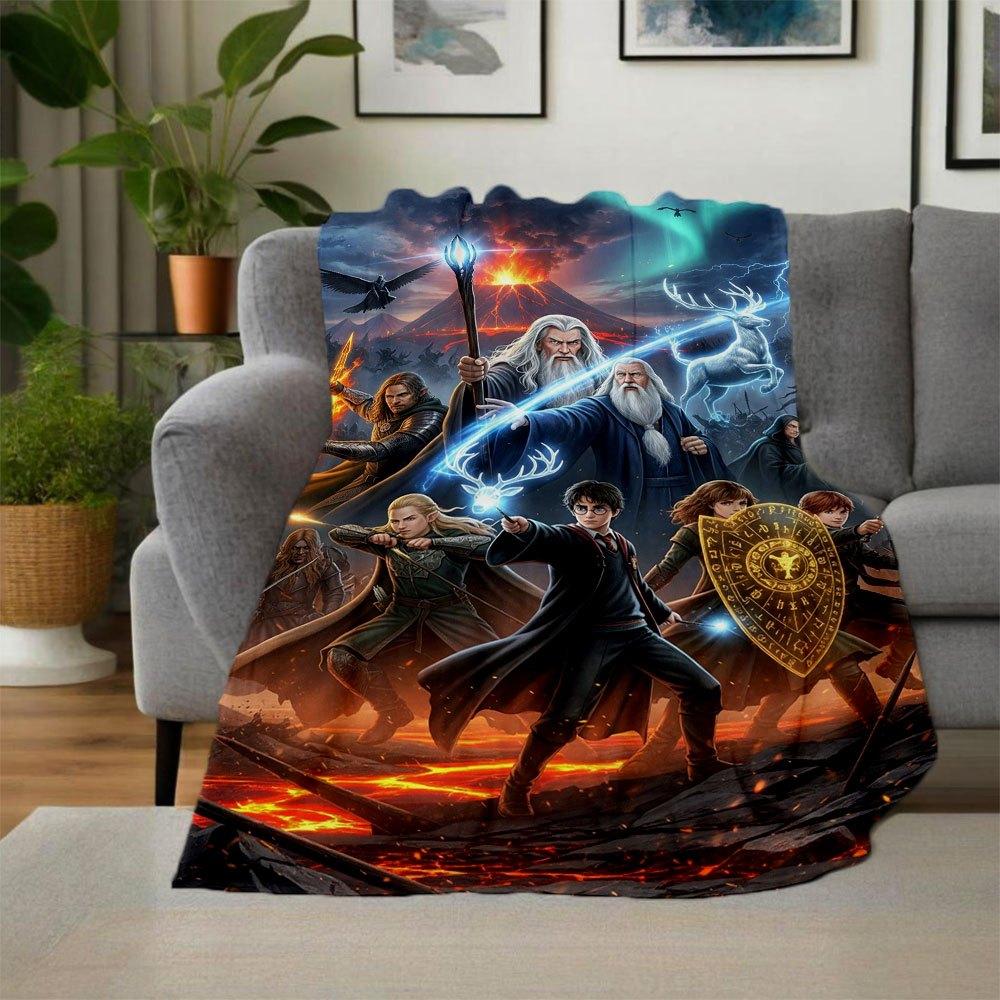 Fantasy Heroes: Epic Adventure Poster PrintBlanket Flannel Throw Blanket for Sofa, Bed, Travel, Camping, Office, Couch, Chair