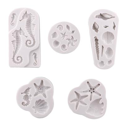 Kinds DIY Shell Starfish Conch Silicone Chocolate Mold Fish Mermaid Tail Fondant Cake Decorating Tools Clay Resin Art Moulds