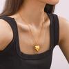 18K Gold-Plated Heart Pendant Titanium Clavicle Chain - European & American Retro Chic Style Jewelry
